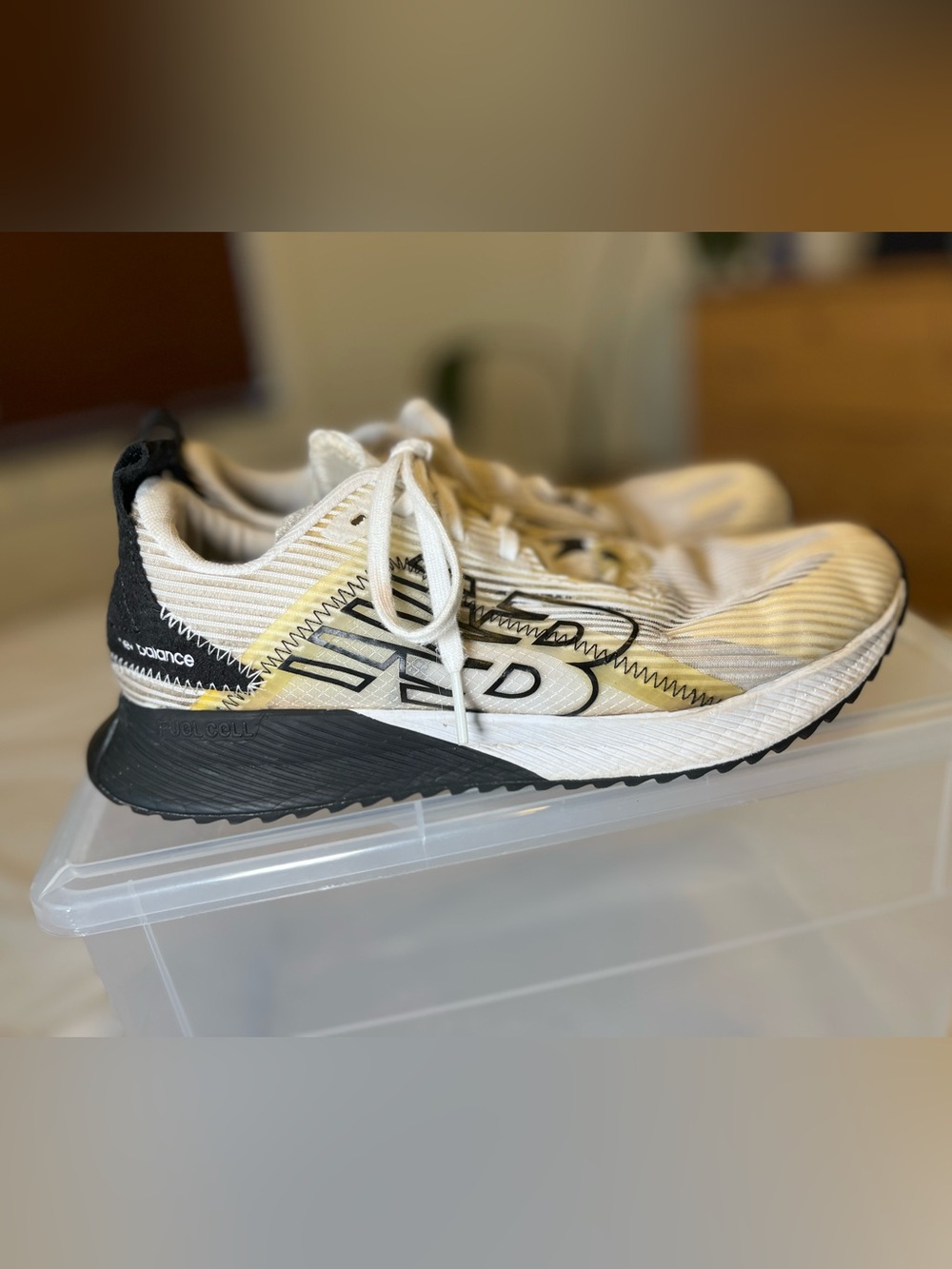 New Balance White and Black Athletic Sneakers